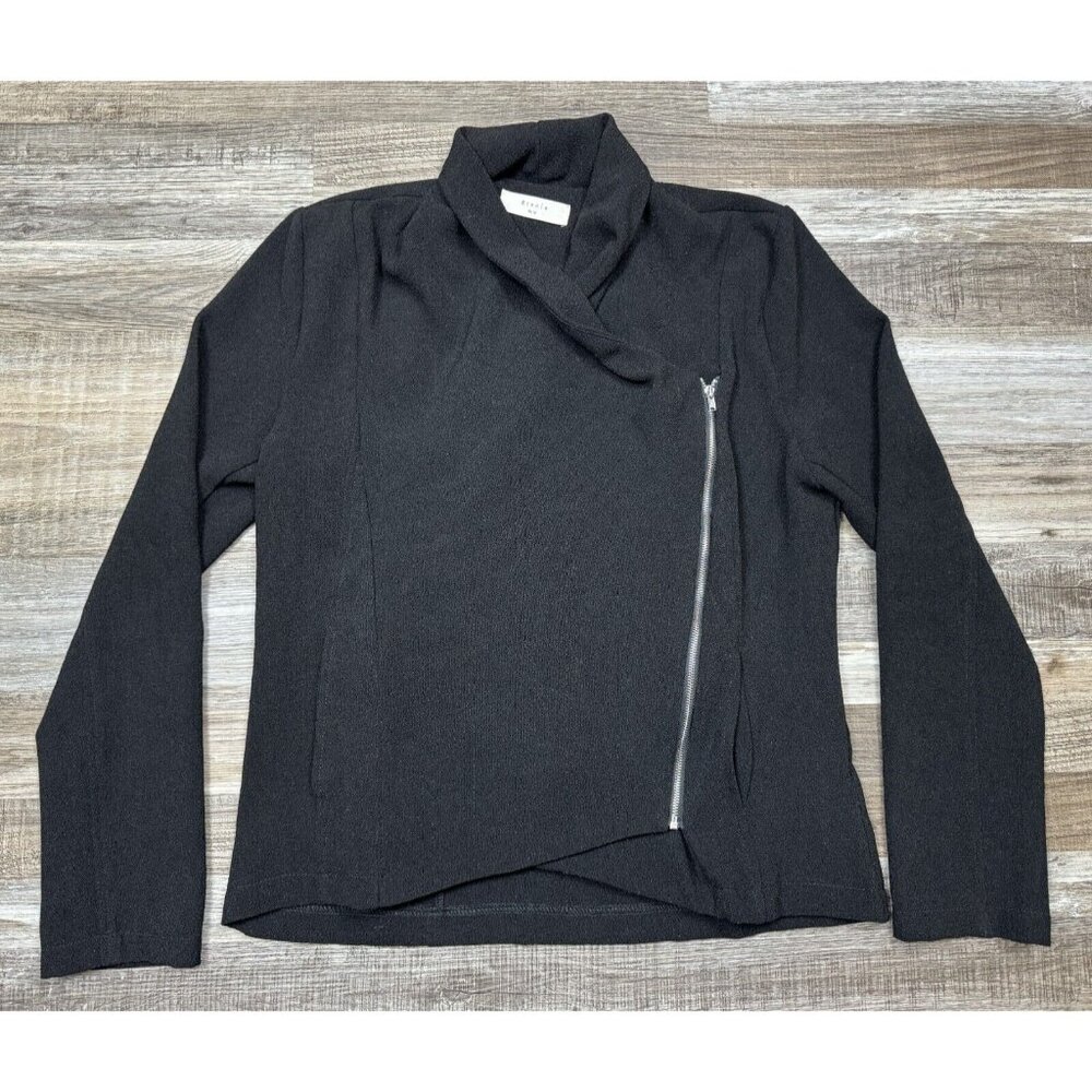 Elodie Womens Size M Black Shacket Asymmetrical Zip Front Jacket Blazer - Picture 6 of 16